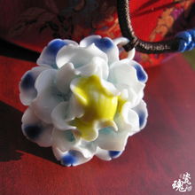 厂家直销 手工陶瓷花朵 项链首饰批发 迷你花仙子 牡丹花卉小商品